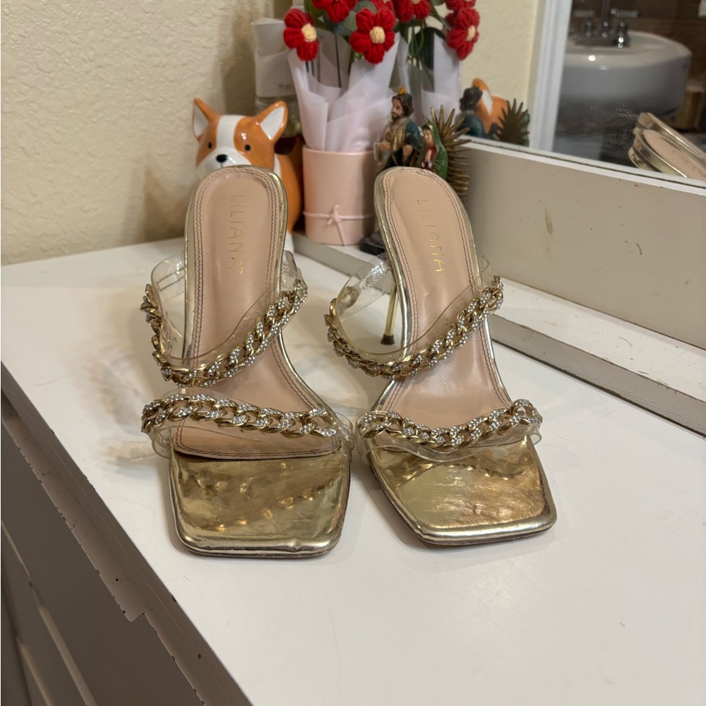 Elegant Gold Chain Heels